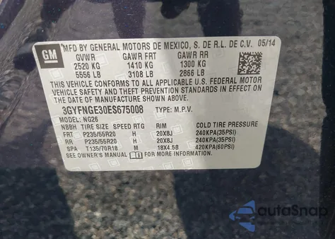 2014 Cadillac Srx Premium Collection from USA, damaged, VIN 3GYFNGE30ES675008